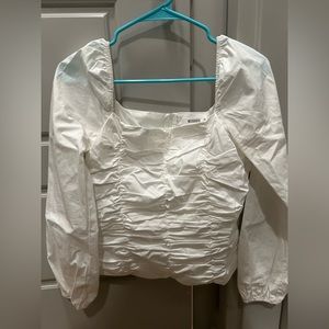 Missguided puffy sleeved ruched white blouse